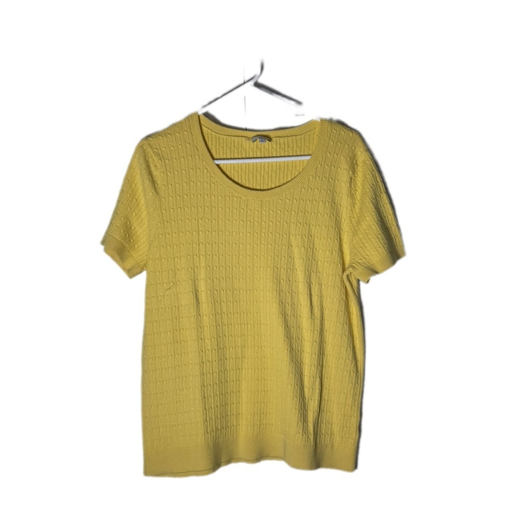 Talbots Yellow Scoop Neck Short-Sleeve Knit Sweater Top